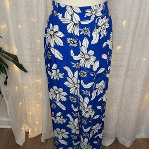 Sonoma Blue and White Floral Wide Leg Pants